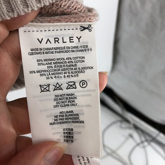 Varley Mayberry Sweater Pale Blush Zebra Long full zip Merino  wool size SP - Picture 10 of 14